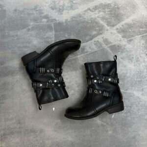 Black Leather Studded Biker Boots El Dantes Style Office Siren Grunge Alt